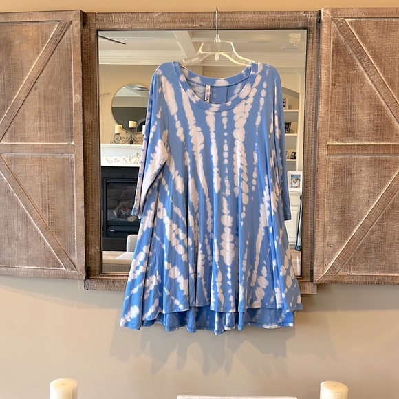 Tie Dye Tunic Dress High Low Flowy Sky Blue Womens Small - Picture 5 of 15
